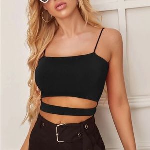 Black cut out tank top